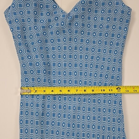 Jones New York Signature Blue White V Neck Sleeveless Dress Silk Lining  Size 4 - Picture 11 of 13